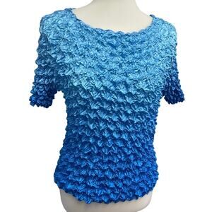 One Size Womens Blue Puffy Stretchy Expandable 100% Polyester Magic Shirt